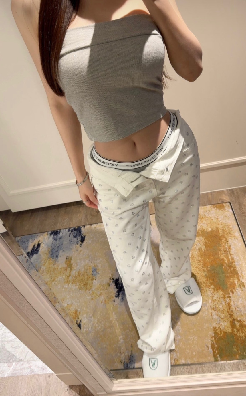 수입 aw 와이드 화이트 데님팬츠