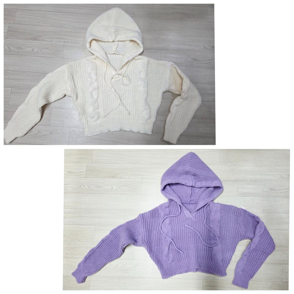 세상품 여성 니트 후드 크롭티 2벌