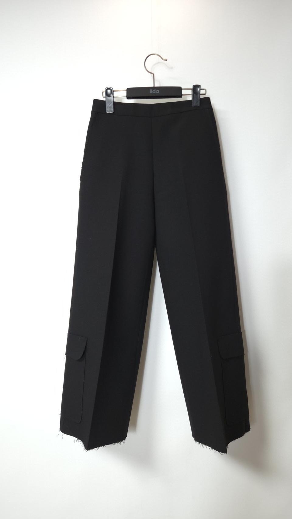 MSGM 엠에스지엠 블랙 와이드 프린지 카고 팬츠 40 사이즈