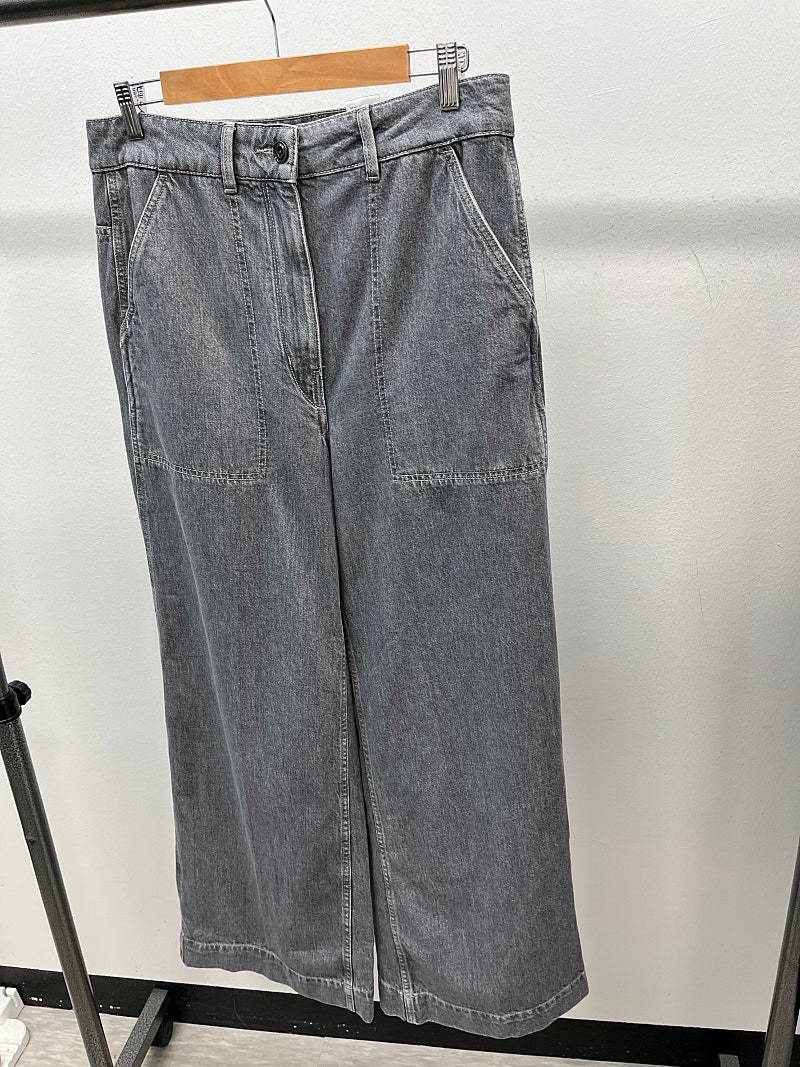 여) 르메르 하이라이즈 와이드레그 진 스톤그레이