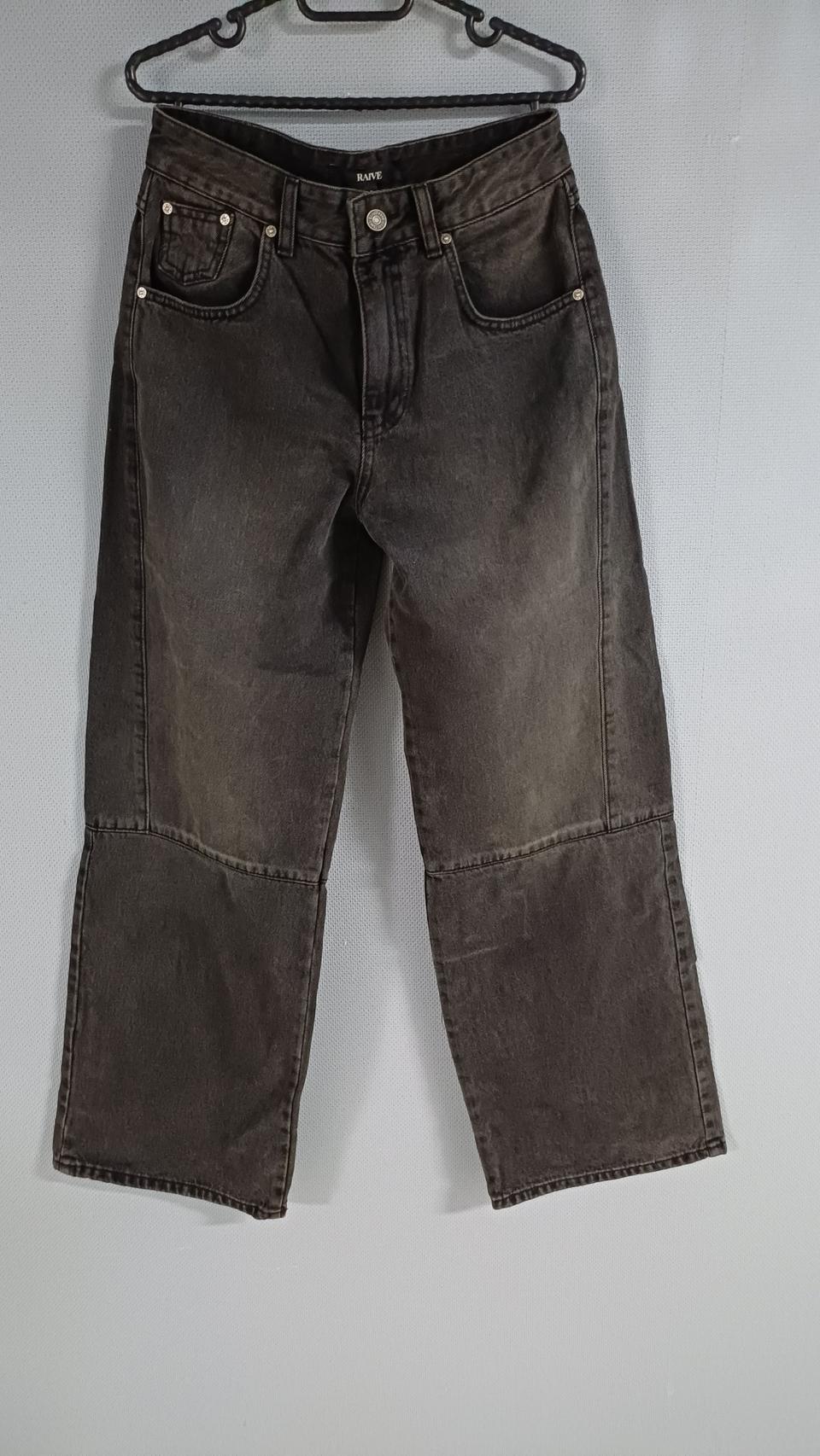 Raive 블랙 데님 와이드 팬츠 (2)