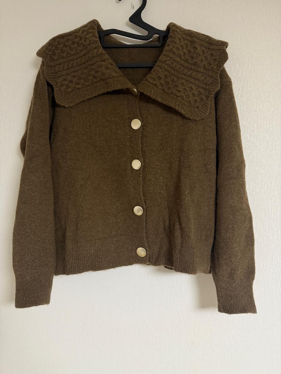 빅카라 브라운 니트 가디건