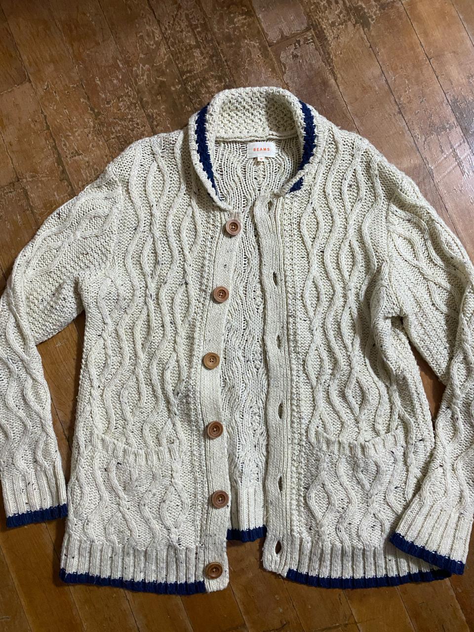 빔즈 케이블 니트 가디건 M 아이보리 (극내100)