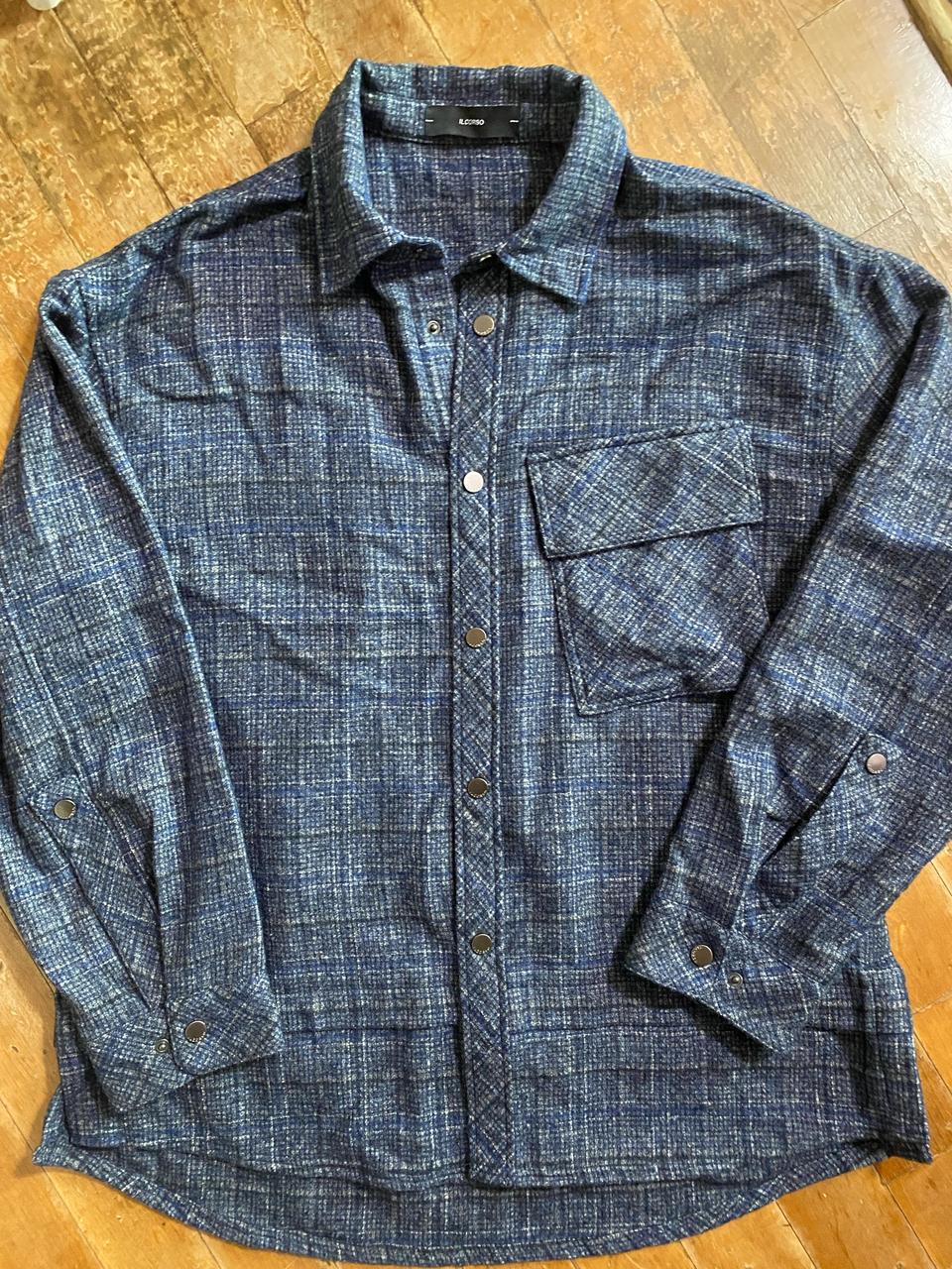 ILCORSO 알파카 블루 체크 셔츠 105