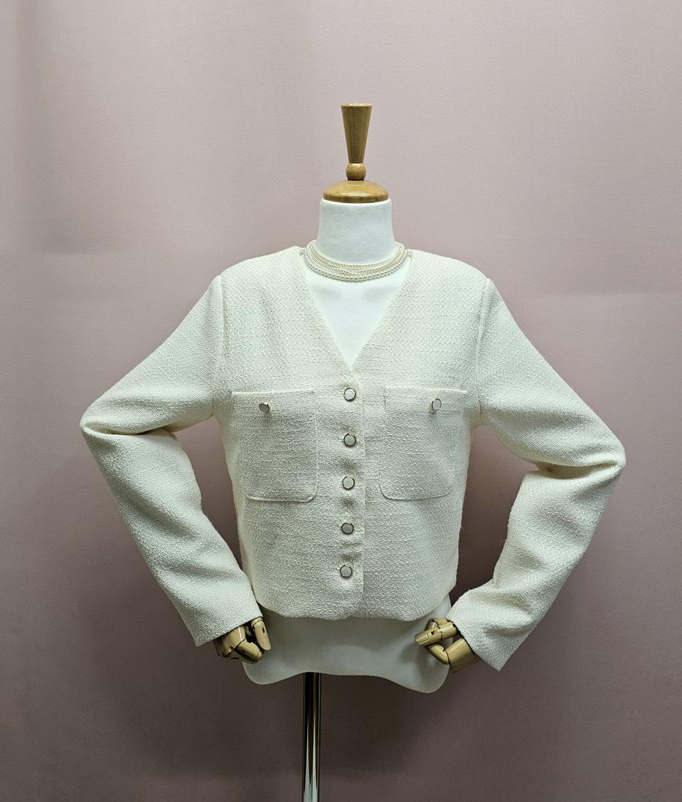 (새상품) 청순 브이넥 트위드 자켓