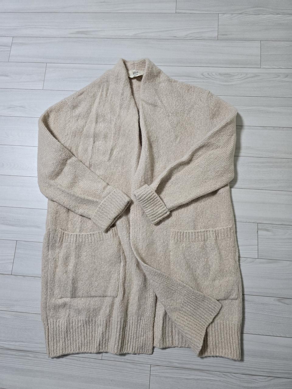 아떼 바네사브루노 롱 가디건 베이지 S 따뜻하고 가벼움 운포