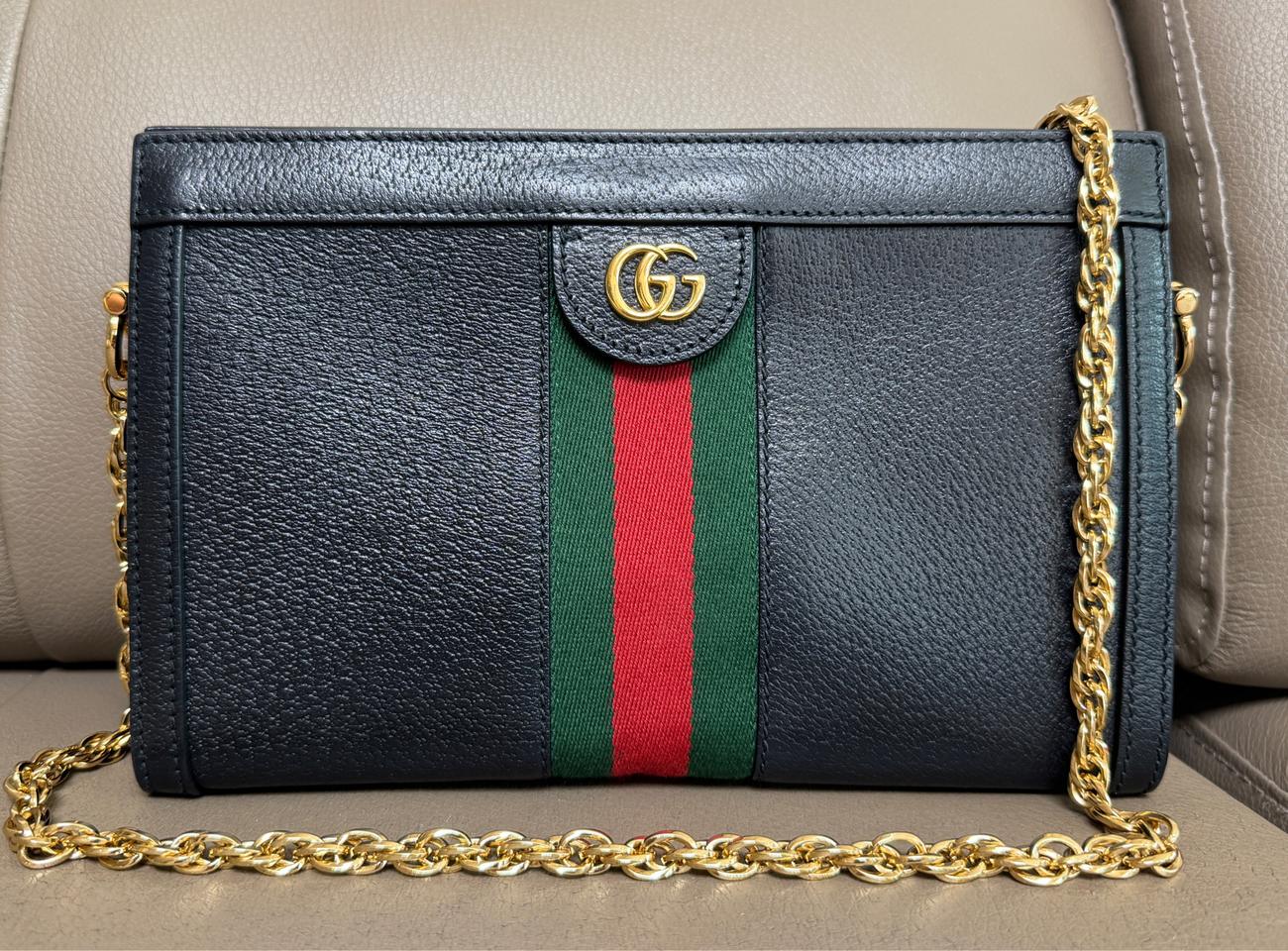 구찌 GG 오피디아 체인 숄더백 스몰 블랙