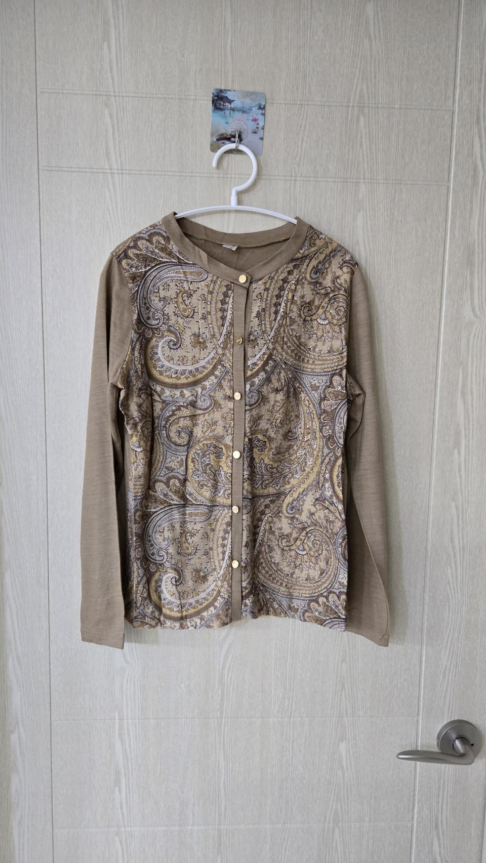 페이즐리 니트 가디건 55 S 카멜 베이지