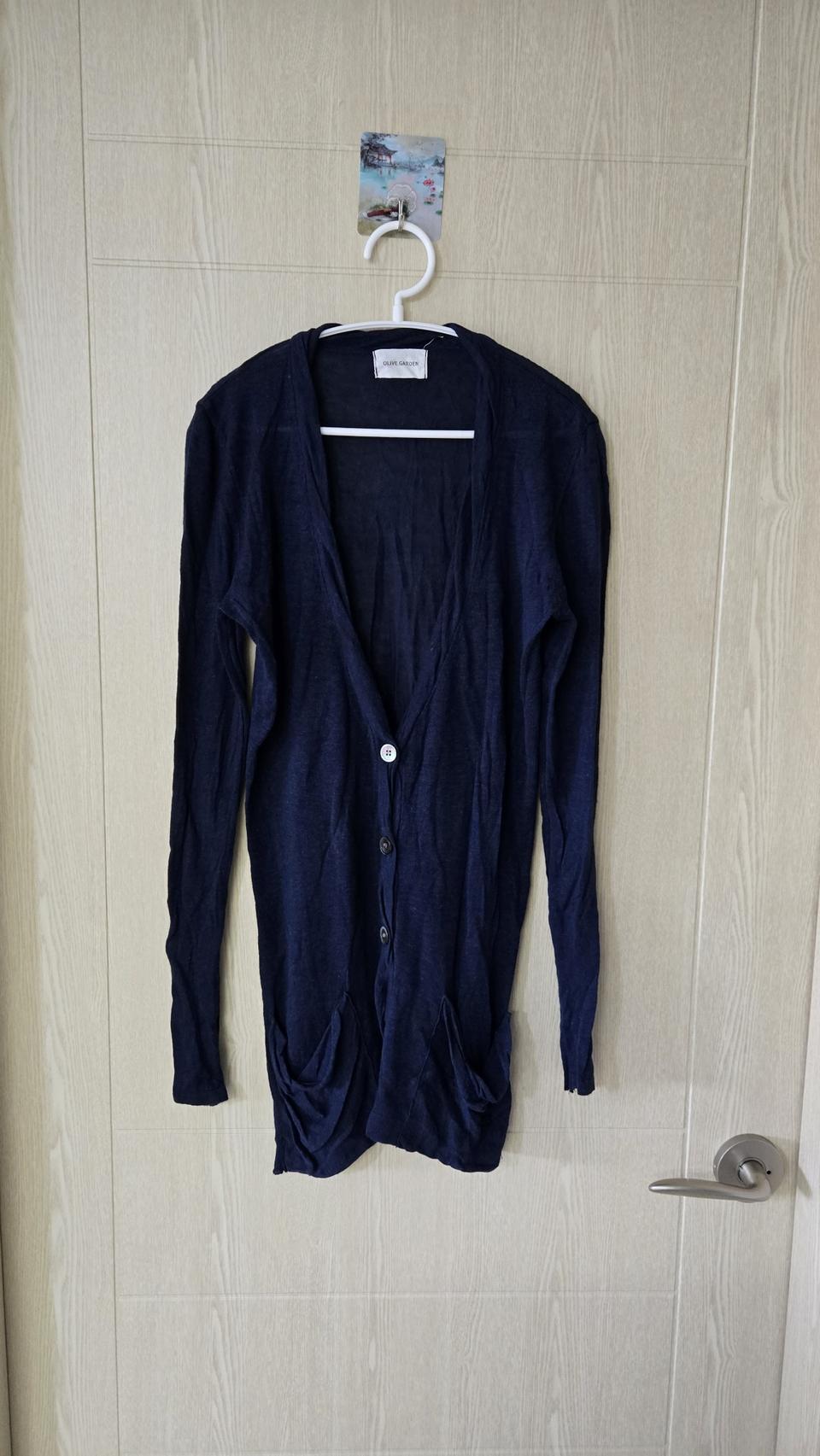 국산 올리브 니트 가디건 55 S 네이비