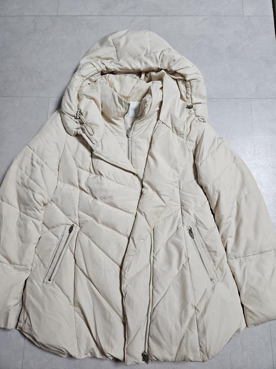 에스플러스 아이보리 후드 패딩 66