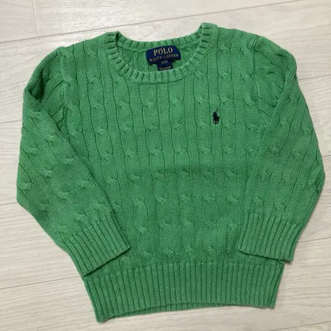 폴로 랄프로렌 키즈 케이블 니트 그린 3T
