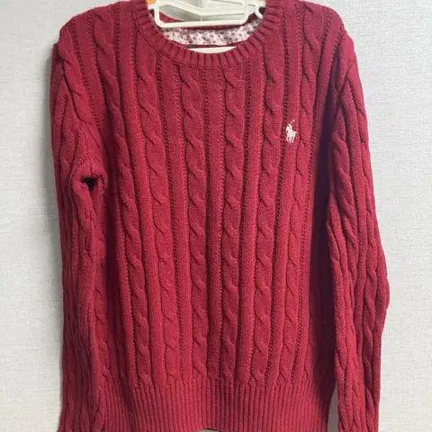 폴로 랄프로렌 걸즈 케이블 니트 레드 (주니어 8-10 M 140)