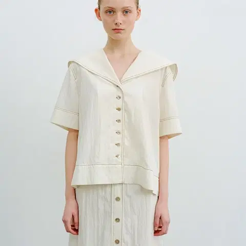 모한 TWR SAILOR COLLAR BUTTON STITCH SHIRT