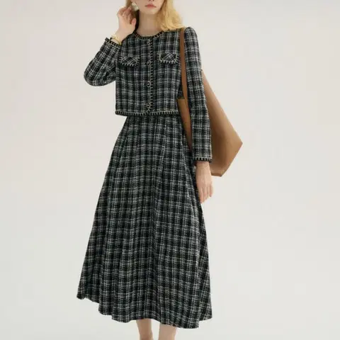 신스덴 체크 트위드 투피스