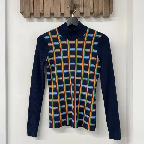 토리버치 자카드 프론트 리브드 니트