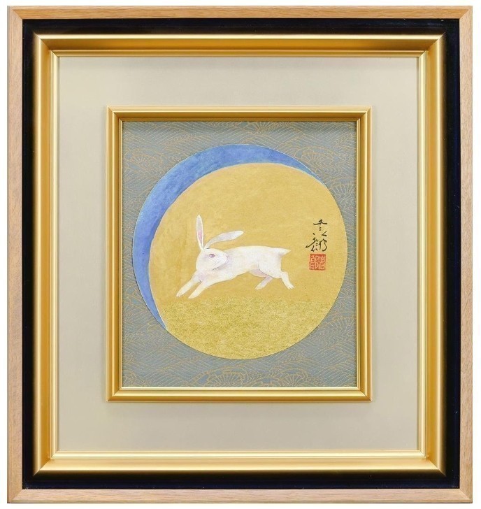 초승달과 토끼쿠보요시로 作종이에 채색