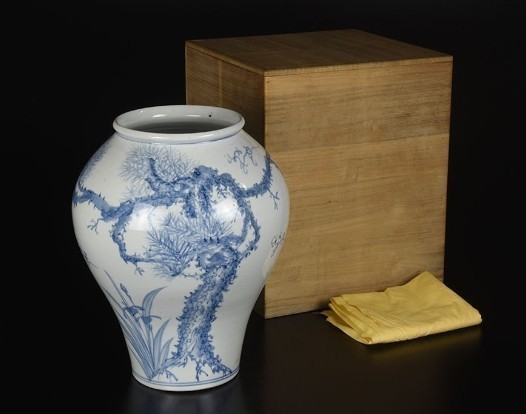 백자청화 송학문호호산 안동오 作