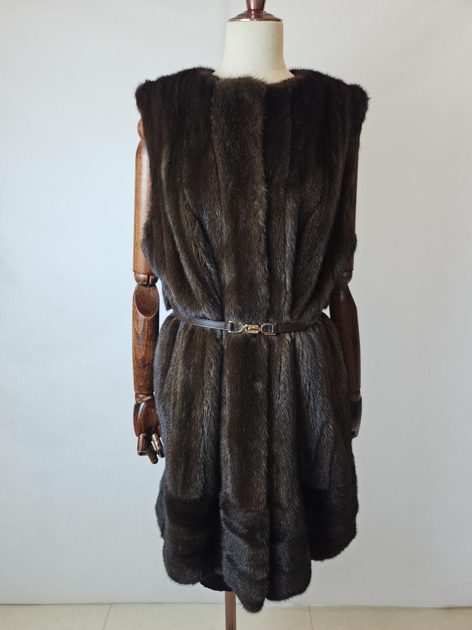 기획특가 최고급 노카라넥 진브라운 풀스킨 일직선퍼 롱밍크베스트