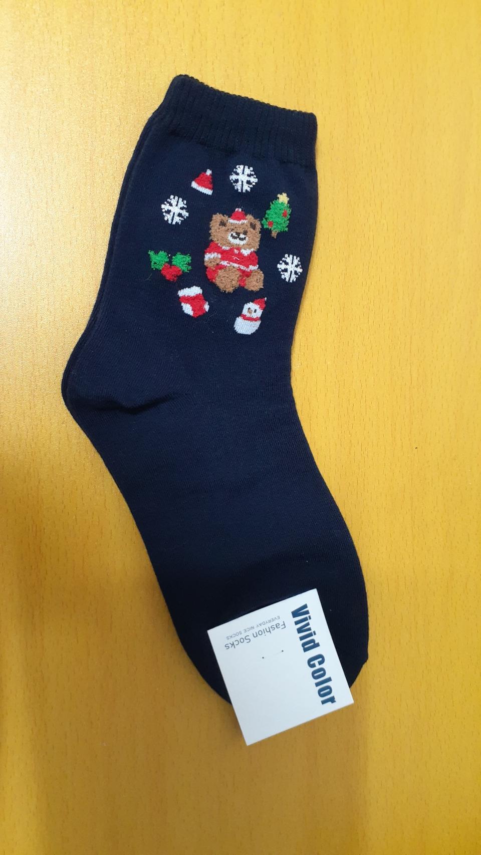 비비드컬러 곤색 곰돌이 양말