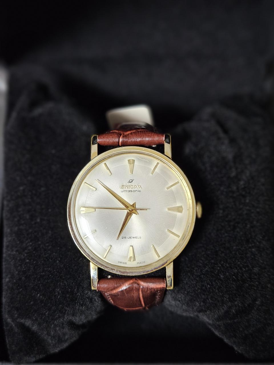 에니카 남성 수동태엽식 가죽시계/SWISS