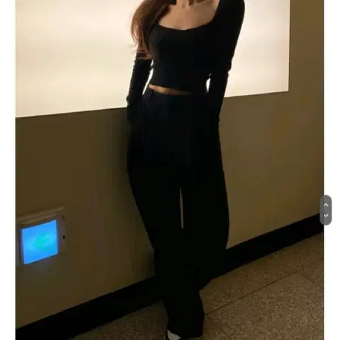 슬림 밴딩 슬랙스 - 블랙