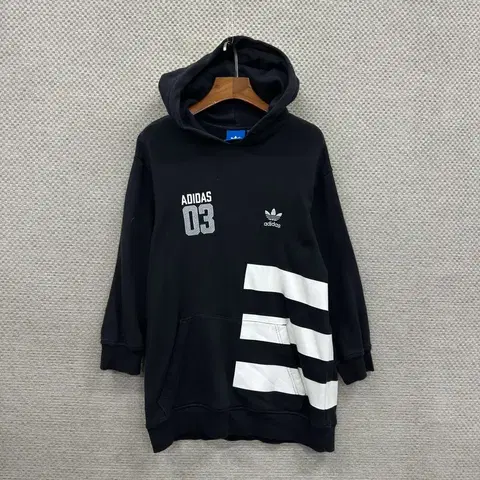 아디다스 캐주얼 자수로고 롱 후드티 100 D11876