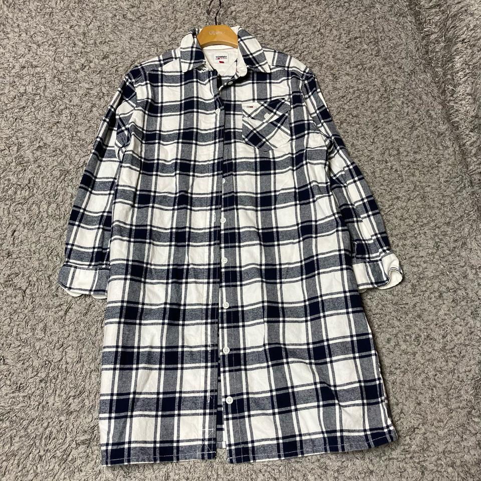 타미힐피거 체크 롱 셔츠