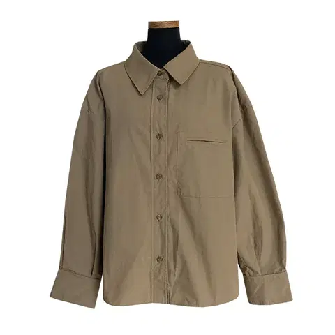 더엣지 베이지 루즈핏 카라넥 셔츠 S