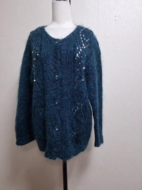 일본빈티지 핸드메이드 루즈핏 모헤야스웨트가디건 니트 77