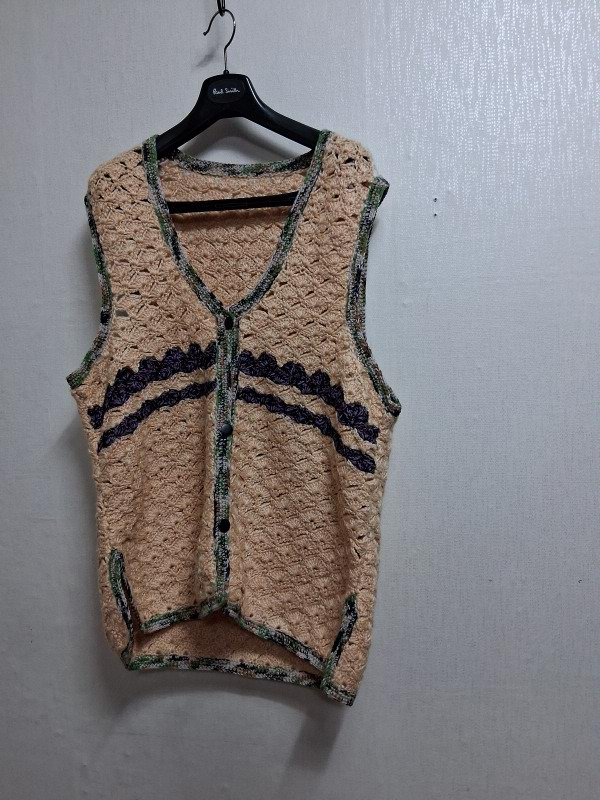 일본빈티지수입 핸드메이드 손뜨게 니트조끼 울뜨게조끼 88크기 까지