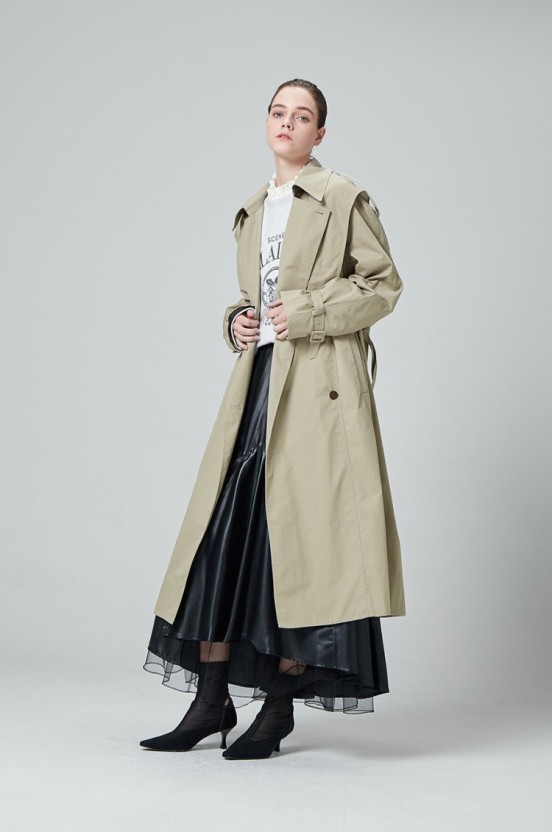 한섬 시스템 후드 트렌치코트