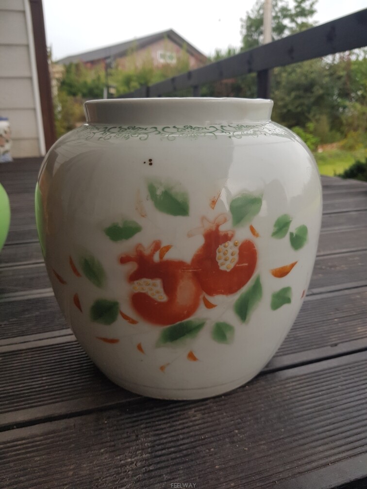 동양엔틱~진품 일본계 왜사기 귀한 석류그림 도자기 작품 (낙관유)골동품 