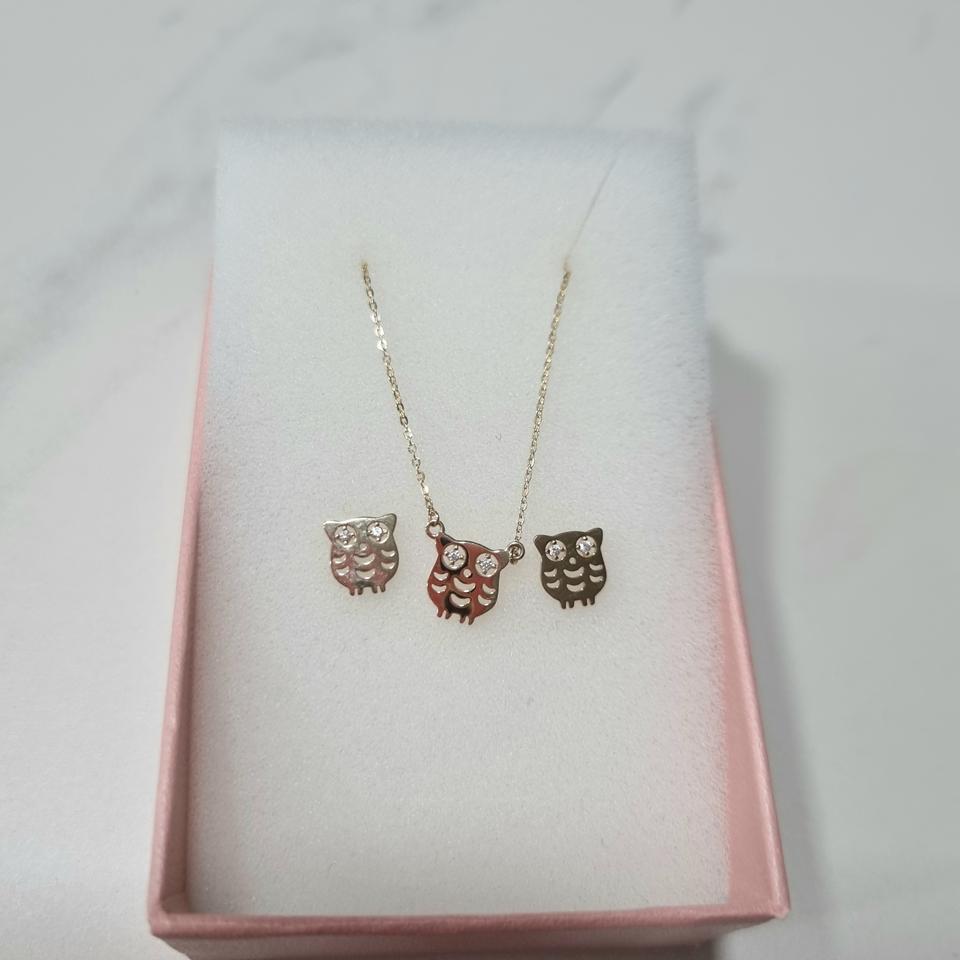 14k옐로우골드 목걸이.침귀걸이 세트