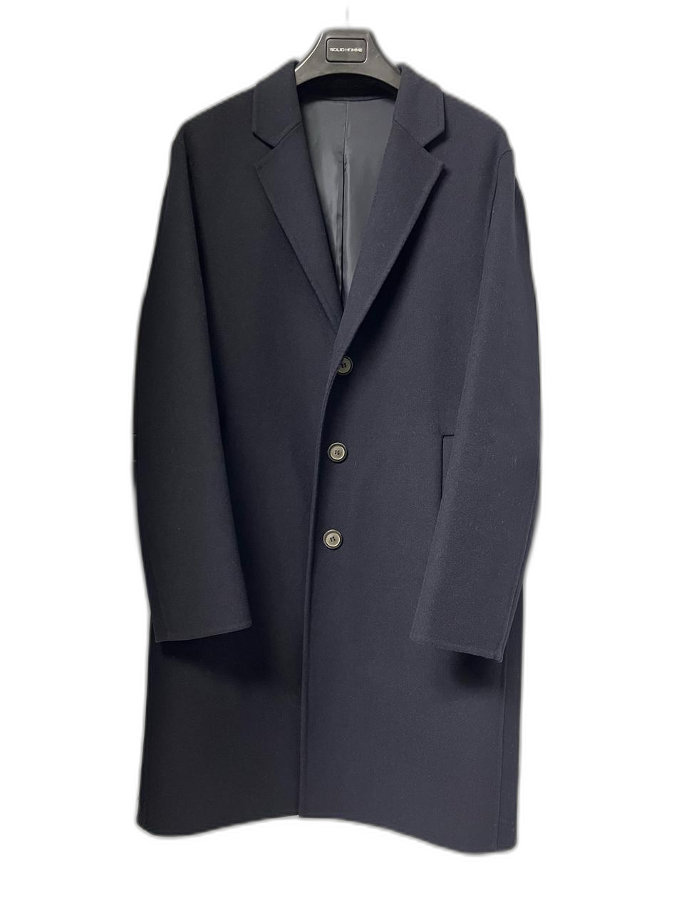 솔리드옴므 네이비 세미오버핏 핸드메이드 코트 48사이즈