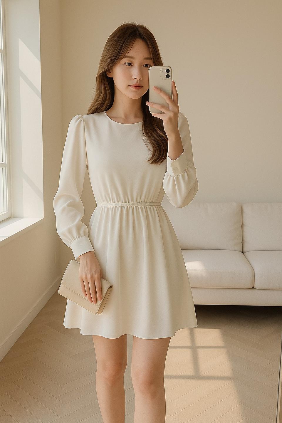 허리밴딩 셔링 소프트 미니원피스ㅡ무배