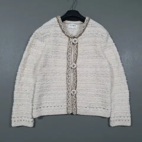 여성) 타임 TIME 22fw 로고 버튼 글리터 니트 스웨터 버튼 가디건