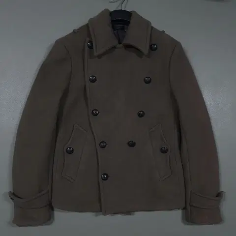 100) TIME 타임 옴므 울 모 캐시미어 더블 피코트 자켓 브라운 L