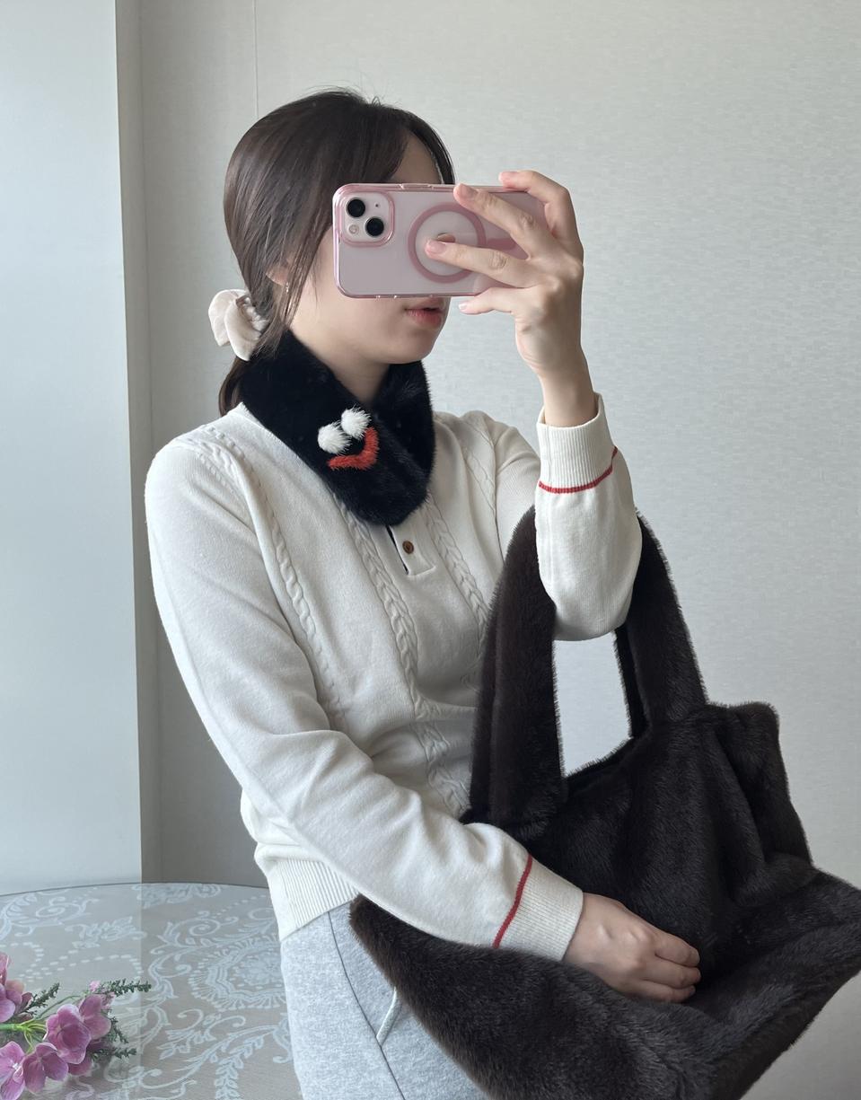 양면 밍크  블랙 목도리