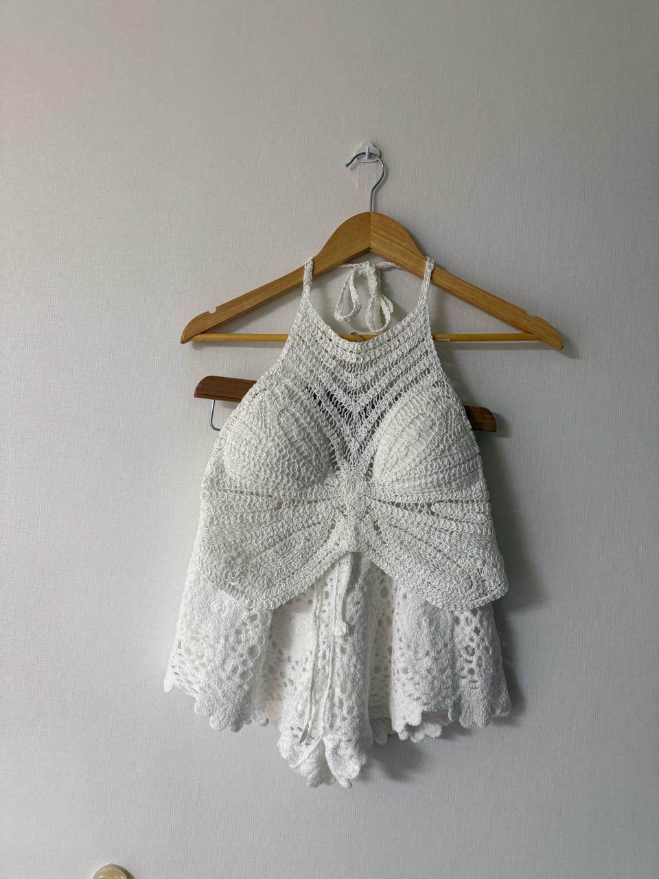 휴양지 탑슬리브 크로셰 투피스 세트 브랜디 에이블리