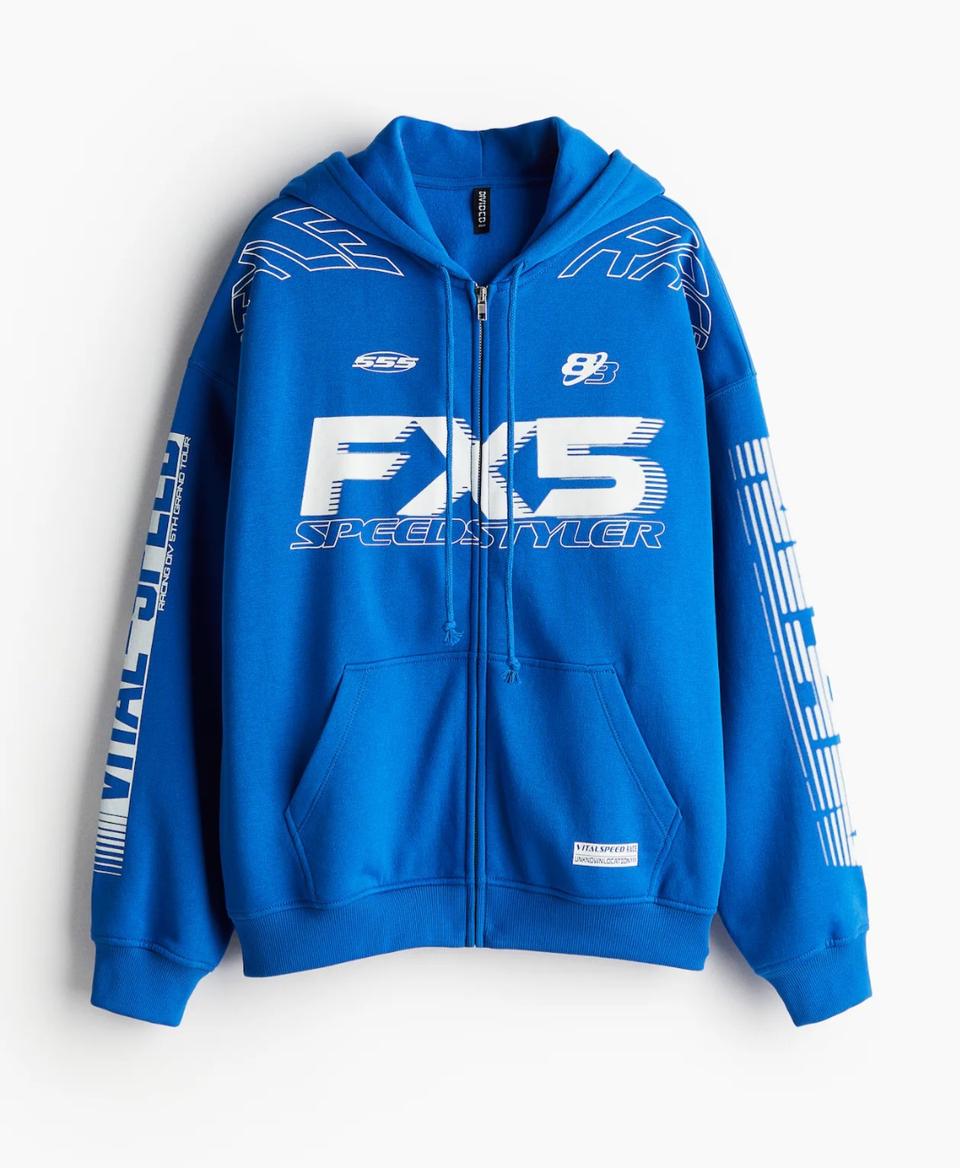 h&m 에이치앤엠 프린트 오버사이즈 후드 집업 xl