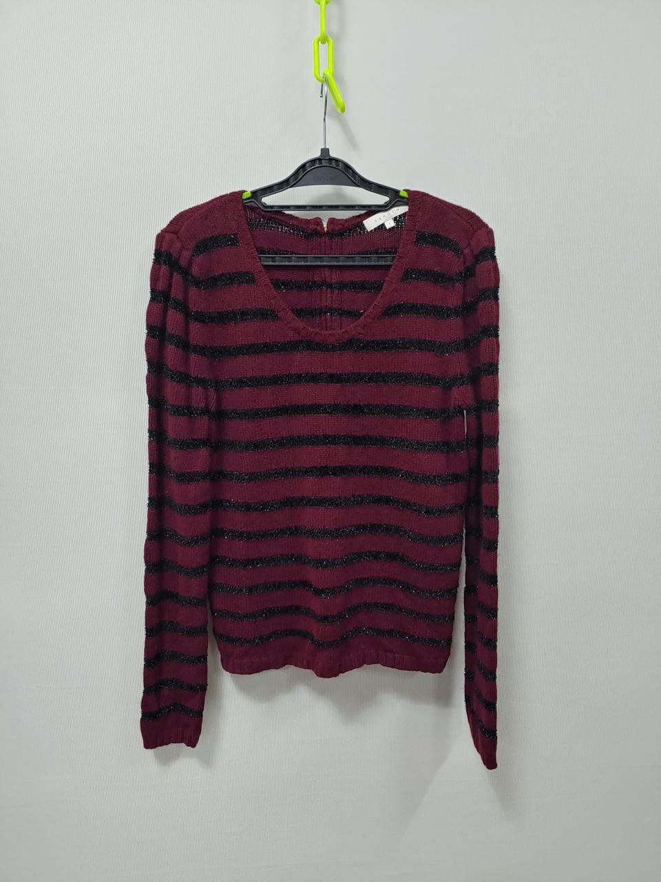 산드로 버건디 블랙 스트라이프 니트 여성1