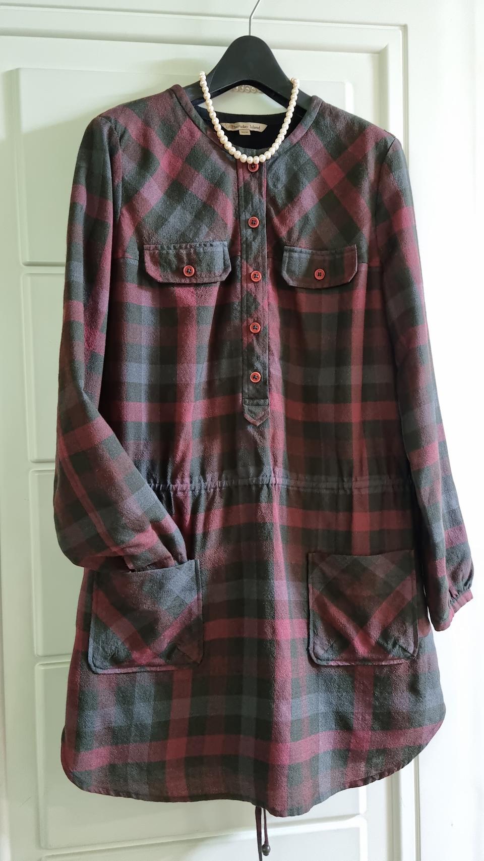 써스데이아일랜드 체크 스트링 셔츠 남방 원피스