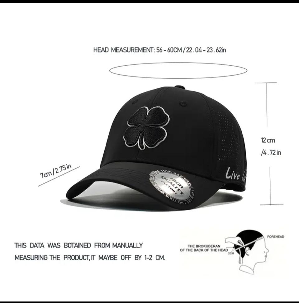 클로버 자수 블랙 골프모자(새상품,프리사이즈)