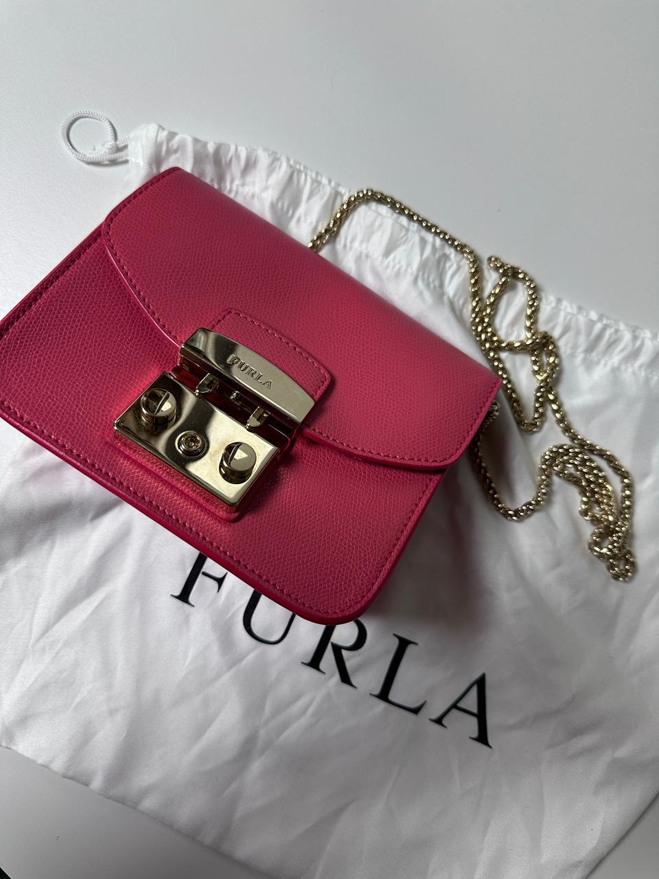 풀라 훌라 미니크로스백 핑크색 금장 체인