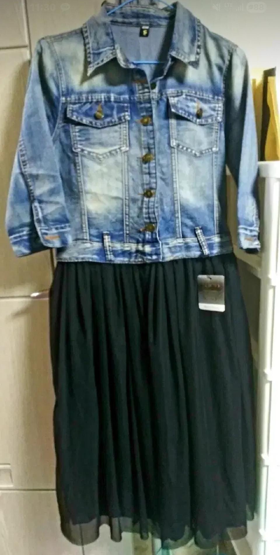 ❤ 청자켓 블랙 롱 원피스 세트