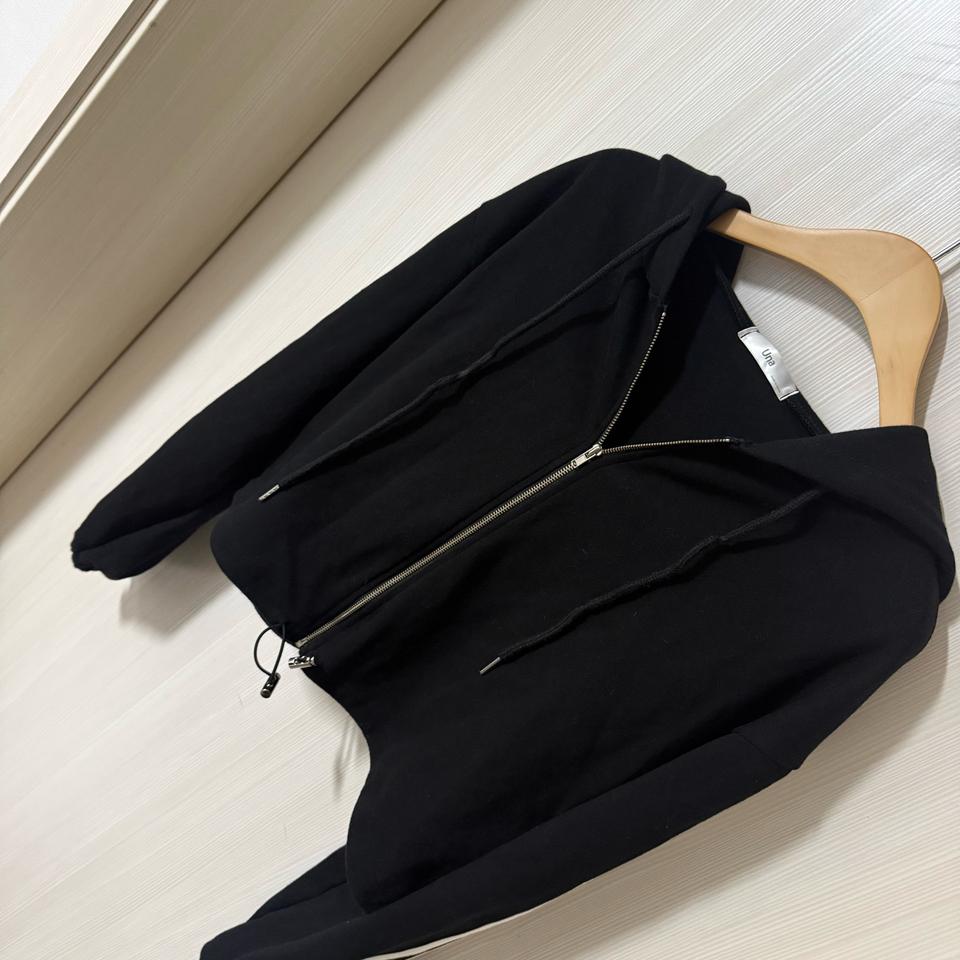 삥줄 배색 기본 후드집업 블랙