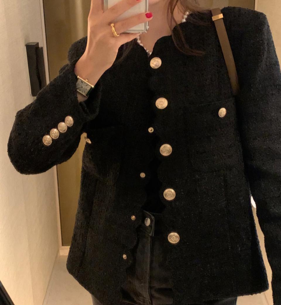 위아 트위드 웨이브 자켓