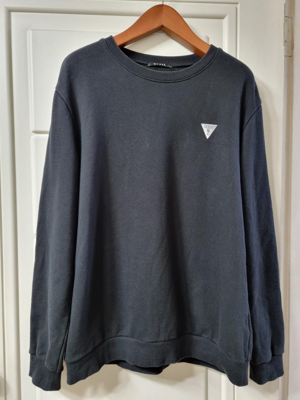 게스 블랙 기모 맨투맨