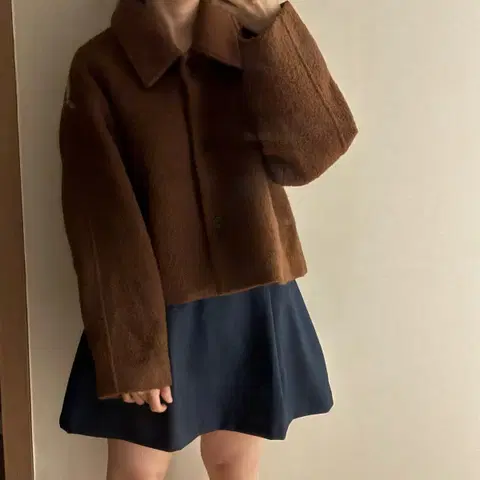 제평 바리 BARI 브라운 감성 울 숏코트 결혼식 하객룩 출근룩 타임