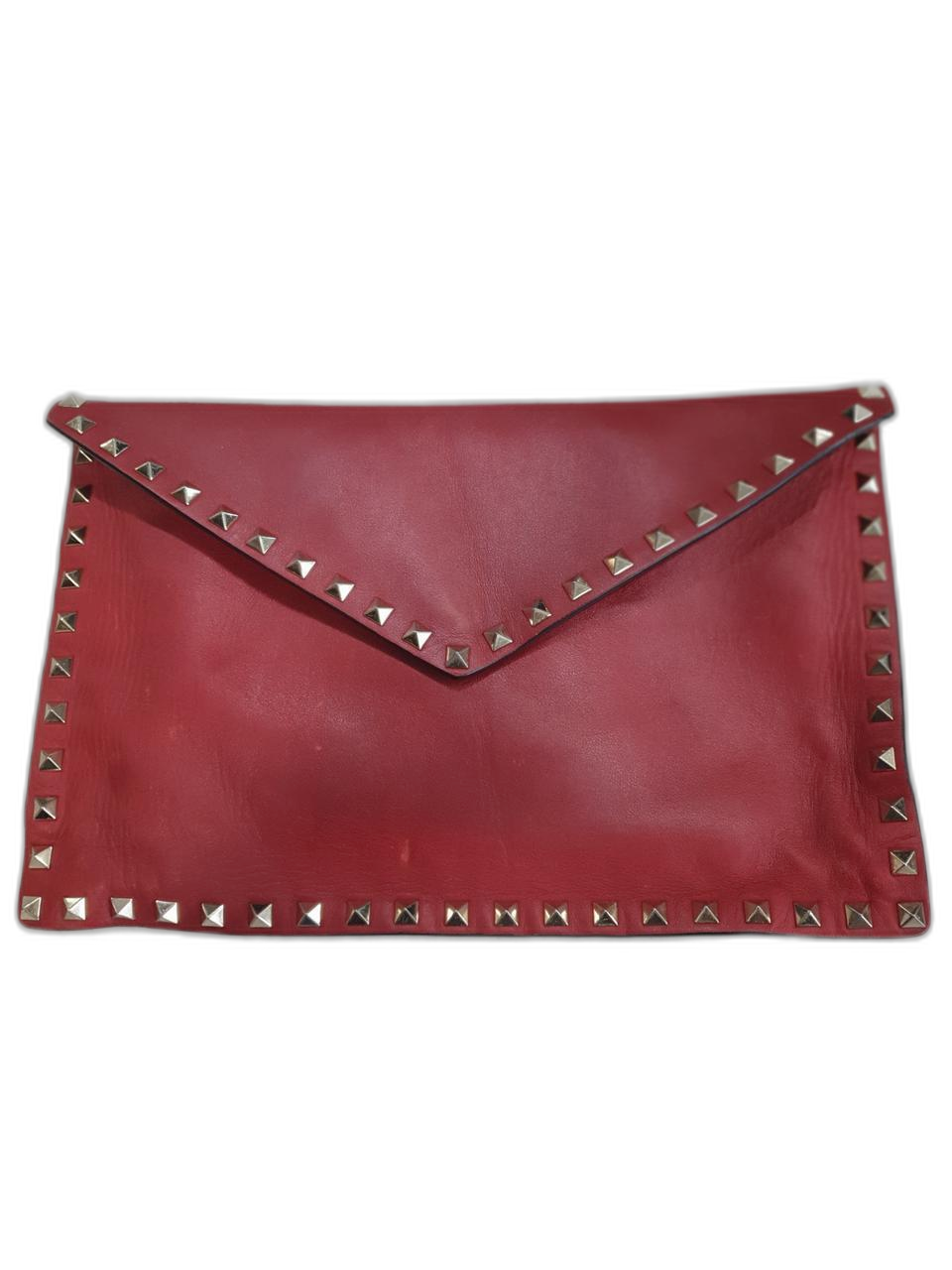 발렌티노 락스터드 레드 클러치/파우치백